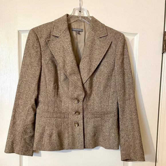Ann Taylor Jackets & Blazers - Ann Taylor Wool Jacket Blazer Tan Brown Size 10 Stretch Twee Preppy Academia